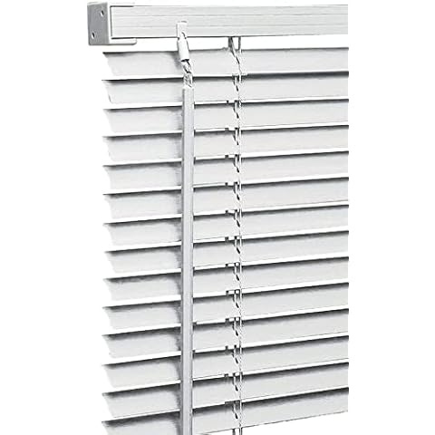 Ruby Deals PVC Venetian Blinds 25mm Thin Slats Kitchen Window Treatment Easy Fit Home Blind (White, 60cm x 150cm) Cover