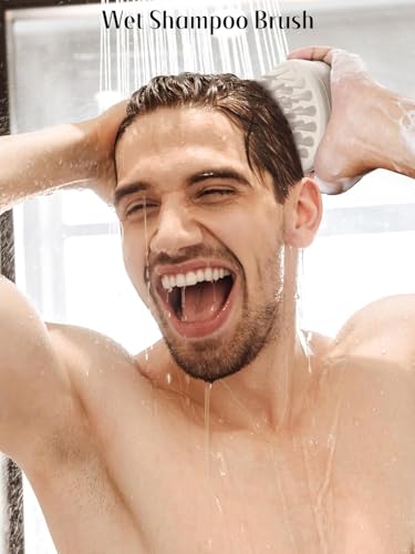 Image of Hair Scalp Massager and Shampoo Brush for Shower Dandruff Removal - Wet and Dry - Encourages Growth - Includes 1 Massage Removal Heads