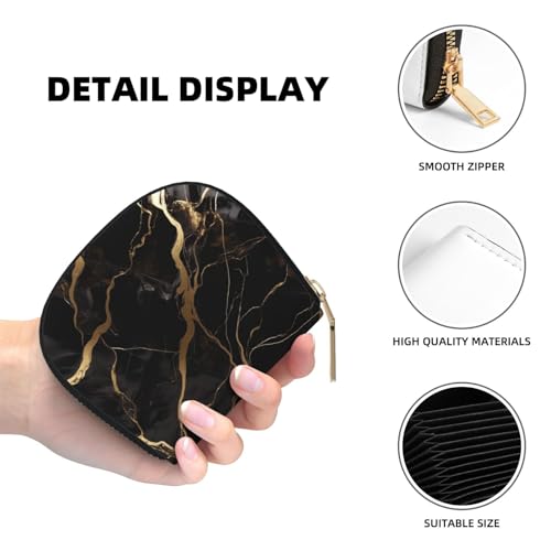 Black Gold Marble Credit Card Holder Wallet, Leather Zipper Card Wallet For Women Ladies Rfid Blocking Card Case Small Coin Purse Accordion Wallet Gift4