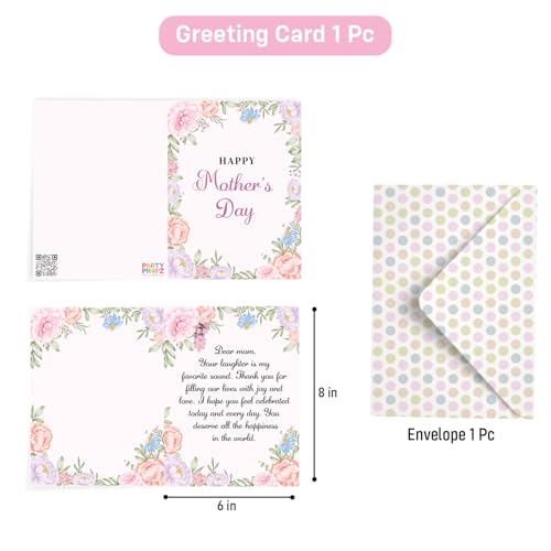 Image of Party Propz Greeting Card for Mothers Day - 1 Pc Floral Printed Card with Envelope, Mothers Day Gift for Mom, Mother's Day Card for Gift (Cardstock)