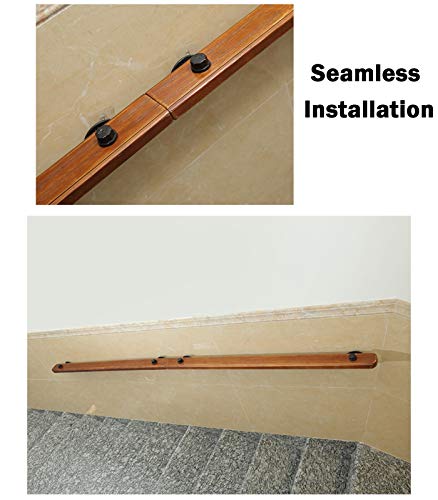 Rambarde escalier antidérapante en bois extra large murale 70cm