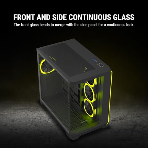 Image of Ant Esports Crystal ARC Mid-Tower Computer Case /Gaming Cabinet - Black |Front Curved Glass|Support ATX, Micro-ATX, Mini-ITX | Pre-Installed 4 ARGB-PWM Fans