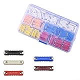 Auto-Sicherungen, 5 A, 8 A, 16 A, 25 A, 40 A, Set mit farbcodiertem Kunststoff + Metall-Torpedo-Sicherung, für Retro-Fahrzeuge, 6 mm x 25 mm, 200 Stück