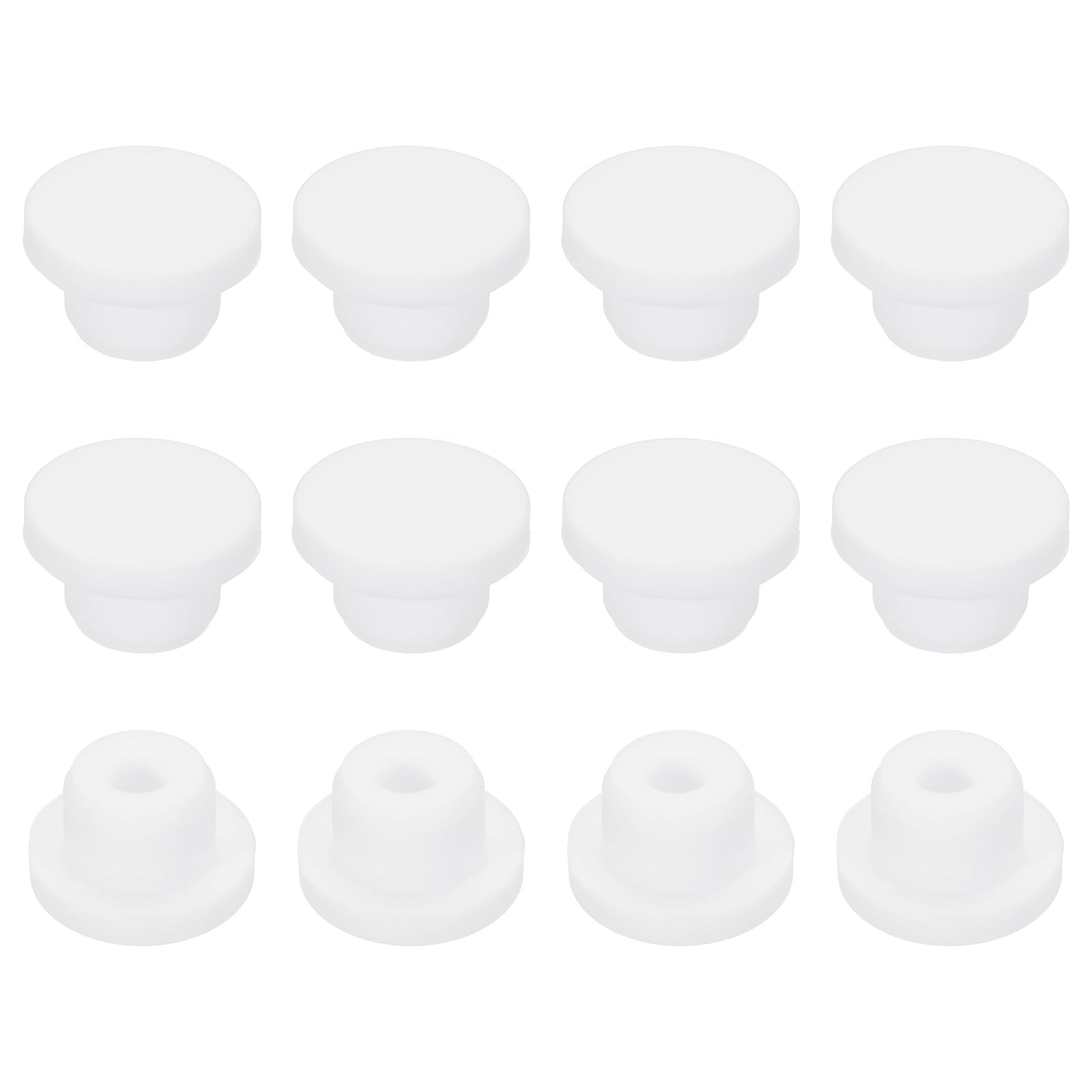 sourcing map 35Pcs Silicone Hole Plug 16mm, White High Temp T Type Rubber Stoppers for 15-15.8mm Hole, Waterproof Button Hole End Covers for Powder Coating, Sealing Plugs, Pipe Holes