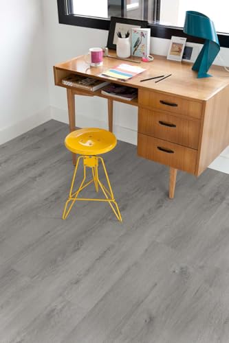 Lame PVC bois gris à clipser, Senso 20 Lock 1097 Lumber Grey Gerflor, usage domestique, installation pratique sans colle, 17,7 x 121 cm