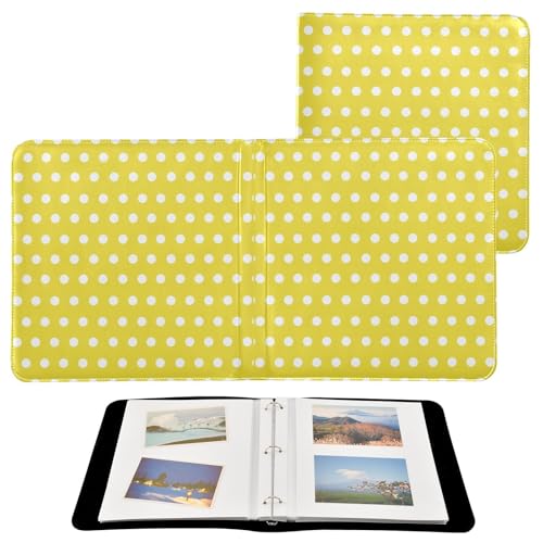 Álbum de Fotos Scrapbook Adhesivo DIY con Diseño de Lunares Amarillo y Blanco, Carpeta de 3 Anillos, 40 Páginas, 8x10 para Recuerdos miniatura 2
