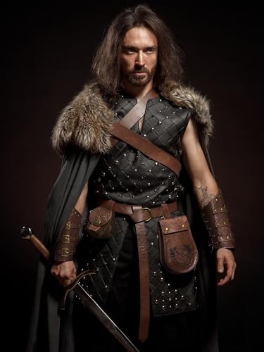 YESSA Renaissance Accessories,Viking Belt Pouch Coin Purse Leather Bracer,Medieval Phone Waist Bag for Halloween Cosplay LARP2