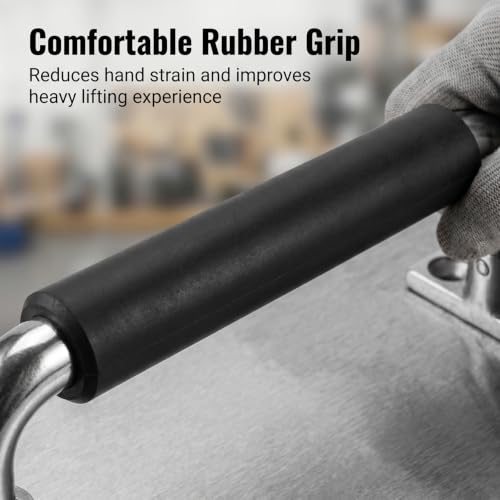 Image of 304 Stainless Steel Folding Handle 90 Degree Folding Solid Pull with Rubber, Electric Cabinet Pull Industrial Cabinet Handle, Toolbox Handle (Four Hole, Hole Center 4.72 in)