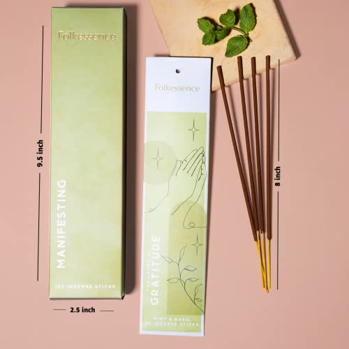 Folkulture Incense Sticks - Set Of 6 Insenses (120 Sticks) For Manifesting - Frankincense, Coffee Arabica, Aqua Breeze, Mint And Basil, Lavender, Green Tea - Gifts For Farmhouse #TOP6