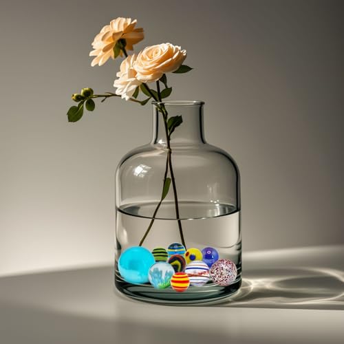 Image of 130 PCS Glass Marbles Bulk, Colorful Assorted for Kids, Games and Run Accessories for Boys and Girls, Beautiful Collections for Home Decoration