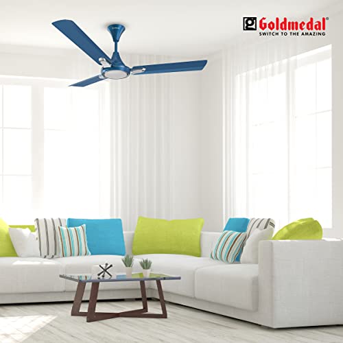 Image of Goldmedal Senora 1200 mm BEE Certified Star Rated Decorative Ceiling Fan | Anti Dust| High Air Delivery| High RPM | 2 years Warranty (Cobalt Silver)