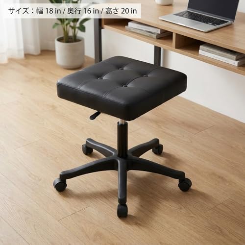 オレンジ 多機能リフトスツール フットスツール キャスター・ストッパー付き 360度回転 高さ調節37～47cm 合皮製 移動簡単 省スペース オフィス家庭両用 収納容易 補助椅子 (プーリータイプ,オレンジ) [3]