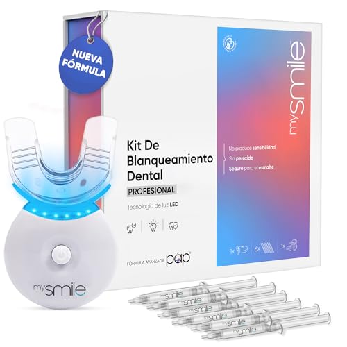 Kit De Blanqueamiento Dental mysmile - Para Blanquear tus Dientes Rápidamente - Tratamiento Blanqueador Profesional - Elimina Manchas Dentales Amarillas, Decoloración y Depósitos - Gel Y Luz Led
