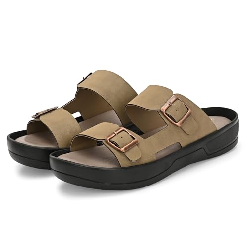 Image of KASTAVA KS 117 Comfortable Premium Synthetic Casual Sandals | Adjustable Buckle Closure | Lightweight Everyday Wear Sandals for Men