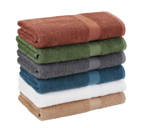 COTTON CRAFT Simplicity Bath Towel Set - 100% Cotton 6 Pack Bath Towels