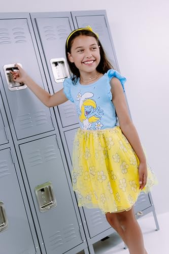 The Smurfs Smurfette Floral Girls Tutu Tulle Dress Toddler to Big Kid Sizes (2T - 10-12)2