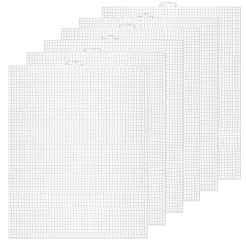 Image of 6 Pack 7CT DIY Handmade Plastic Canvas Sheets,Plastic Mesh Canvas Sheets,needlepoint canvas,Eye Mesh for Embroidery,Acrylic Yarn Crafting,DIY Handmade Knit and Crochet Projects(10.5 X 13.5 Inch,White)