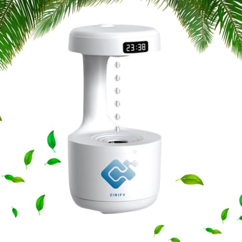 Anti Gravity Air Humidifier, 800ML Cool Mist Anti Gravity Humidifier with Night Light, Back Water Drop Technology, Up to 8-10 Hours Continuous Use, for Baby Bedroom, Office By ZINIFY