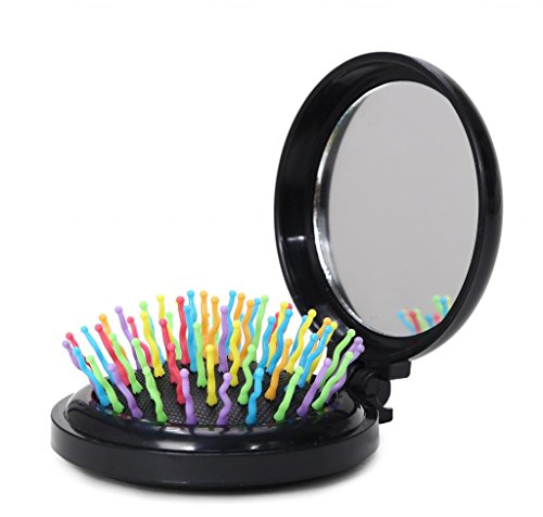 LOUISE MAELYS 1Pcs Folding Mini Pocket Hair Comb with Mirror Travel Set Gift Idea