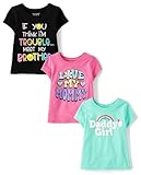 The Children's Place,Baby Girls,and Toddler Family,Mom,Dad,Sibiling Short Sleeve Graphic T-Shirts,Multipacks,Mom/Daddys Girl/Brother 3-Pack,2 Years