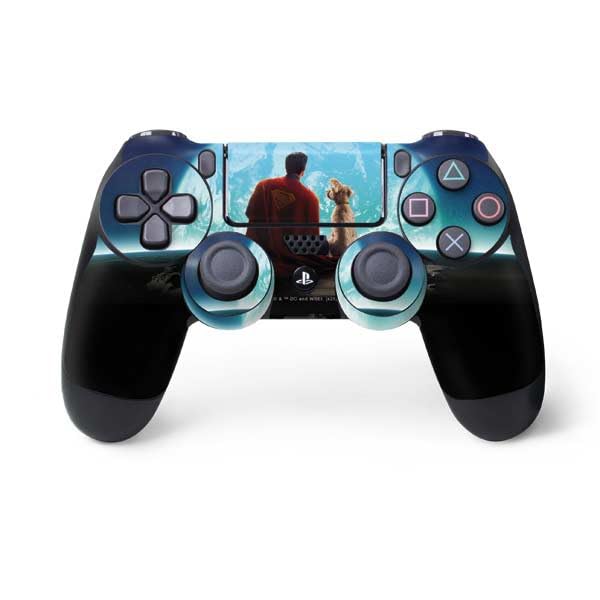 Skinit Decal Gaming Skin Compatible with PS4 Controller - Officially Licensed Superman 2025 Superman & Krypto Watch The Earth Design
