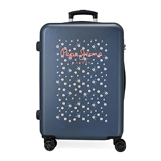 Pepe Jeans Leslie Maleta Mediana Azul 46x65x23 cms Rígida ABS Cierre de combinación Lateral 56L 3,22 kgs 4 Ruedas Dobles
