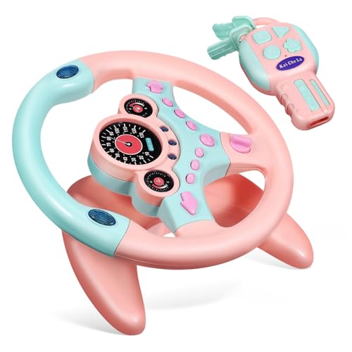 Volant de jeu rose Vaguelly pour simulation de conduite des tout-petits