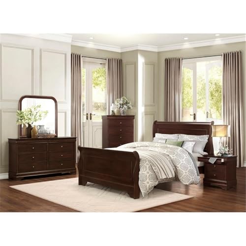Lexicon-Abbeville-Traditional-Wood-Eastern-King-Sleigh-Bed-in-Brown-Cherry Lexicon Abbeville Traditional Wood Eastern King Sleigh Bed in Brown Cherry