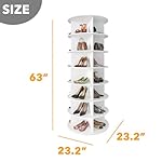 SpaceAid 7 Tier Rotating Shoe Rack Tower, Spinning Shoe Display Lazy Susan, Revolving 360 Shoe Rack Storage Round Carousel, Vertical Handbag Rotate Shoes Closet Organization (7-Tier White) - Image 2