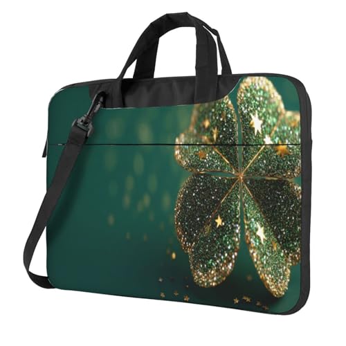 Sac d'ordinateur portable 15.6 pouces housse rembourrée homme femme à motif trèfle