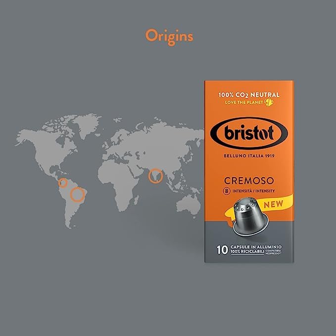 Miniatura 3 de Bristot Cremoso - Cápsulas de aluminio compatibles con máquinas Nespresso Original Line  tostado medio  100% reciclable  Paquete de 10