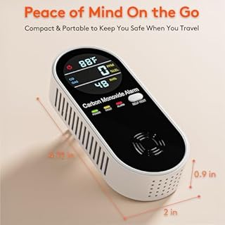 Portable Carbon Monoxide Detectors Plug in 4-in-1 Gas Detector for Home, RV, Hotel Room – Natural Gas & CO Alarm with Temperature & Humidity Display (1 Pack)