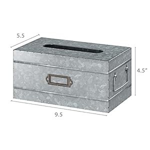 Barnyard Designs Rustic Galvanized Tissue Box Cover - Decorative Bathroom Facial Tissue Box Holder Farmhouse Country Decor (Rectangular) Barnyard Designs Rustic Galvanized Tissue Box Cover Decorative Bathroom Facial Tissue Box Holder Farmhouse Country Decor Rectangular