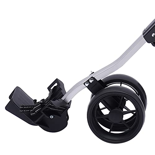 LpqOxnm 3 Wheel Push Pull Golf Cart, 59 * 43 inch 33-44lbs Adjustable Walking Golf Car Foot Brake Trolley with Metal Material for Golfs Courses Gyms Schools