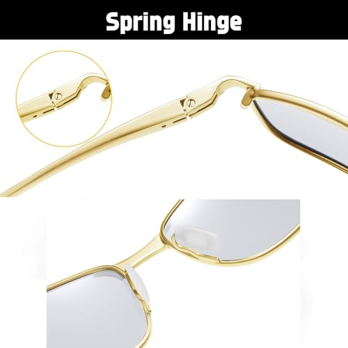 Image of FEISEDY Rectangle Polarized Square Sunglasses for Men Women B2444 | Photochromic, Night Vision, Automatically darken in sunlight, 100% UV400, Driving, Fishing, Climate Pledge Friendly
