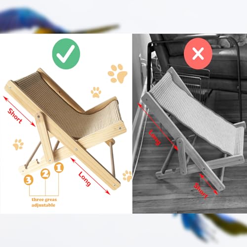 MUYG Rede para gatos, cadeira de praia ajustável de madeira para gatos com arranhador de sisal natur