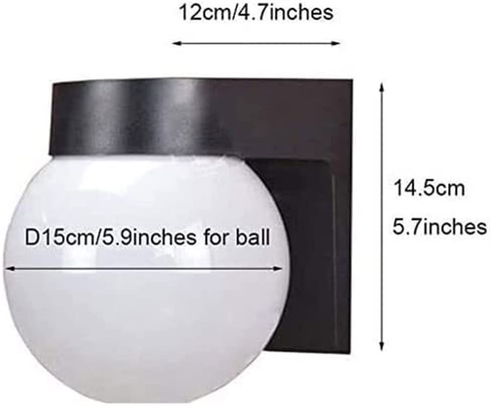 Aplique de Pared Blanco esférico Impermeable IP65, Moderno, para Exteriores, jardín, E27/E26, Ideal para Patios, Balcones, vestíbulos y pasillos de Villas.