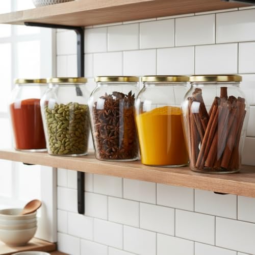 Image of ginoya brothers - Kitchen Glass Jar (3, 1000 Ml. Pot Shape Jar)