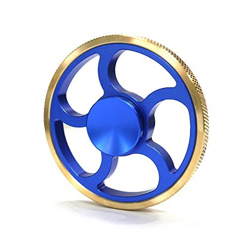 GNGTec Circle Fidget Spinner Metal Play Toy,Stainless Steel Ball Bearing,5 Mins Average Spin,Super Smooth Quiet Durable,Viget Wheel Figit Spinner Collection for Kid and Adult (Golden Blue)