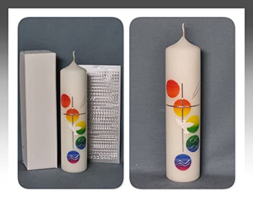 Vela de bautizo o comunión para escribir, incluye caja de cartón, letras y números en bloque, R 140 / VA Cover