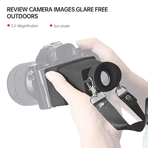 Lynca Camera Viewfinder, Durable 3.2X Magnification Lcd Screen Video Camera Screen Sunshade Hood Magnifier Folding Design Suitable For Canon Sony Nikon Olympus Panasonic And More Dslr/Slr Camera #TOP1