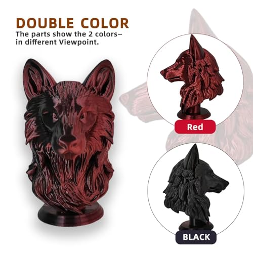 Image of HP3DF 3D Printer Filament, Silk PLA, Color Changeable PLA Filament 1.75mm, Changes Color with Light and Angle, Dimensional Accuracy+ /-0.02mm, 1KG Spool (2.2 lbs), Fit Most FDM Printer(Silk Red Black)