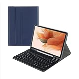Tastatur-Hülle für Samsung Galaxy Tab A8 10,5 Zoll 2022 Modell (SM-X200/X205/X207), AZERTY Französische Tastatur, magnetisch abnehmbare, kabellose Bluetooth-Tastatur, Dunkelblau