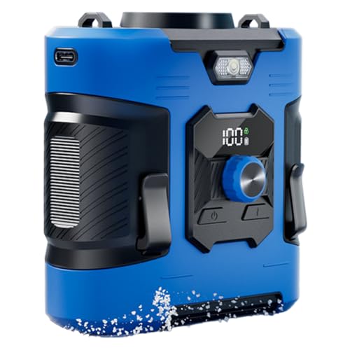 Qkbuza Ventilador de cintura con clip – Ventilador portátil de 100 velocidades, linterna LED, aire acondicionado personal silencioso, dispositivos de refrigeración para clima cálido, camping