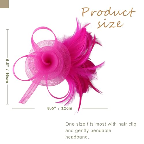 Image of DRESHOW Fascinators Hats for Women Tea Party Fascinator Hats Vintage 50s Headwear Cocktail Wedding Church Derby Hat