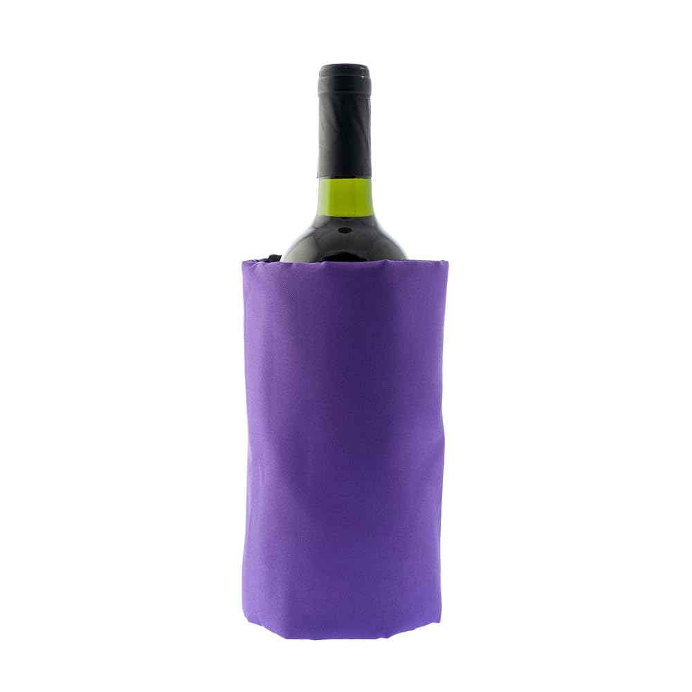 Koala Spain (20 Unidades) Enfriador de Vino con Gel Rápido Enfriamiento Compartimentado, 4 Capas Anti-condensación,Color Morado, Velcro Ajustable Bot. Vino o Cava