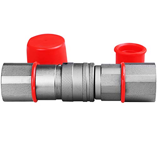 Image of 3 /4 inch NPT Skid Steer Bobcat Kubota Flat Face Hydraulic Quick Connect Coupler | Bobcat Skid Steer Hydraulic Couplers Quick Disconnect Couplings Interchange with 1 /2 inch ISO 16028 Body + 3 /4 inch NPT Thread