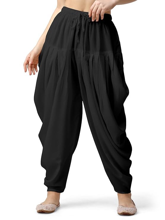 Women Loose Fit Rayon Dhoti Pant Patiala Slawar Bottom Wear Harem Pants Free Size2