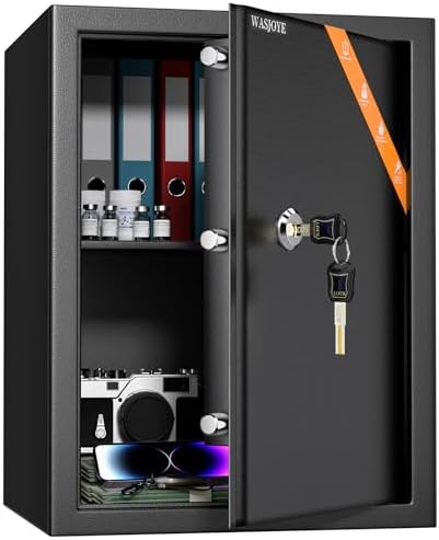 WASJOYE Safe Lock Box wite Keys, High Security Safety Box, 49L St...