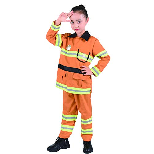 CO-AVE Fireman Costume for Kids Role Play for Boys and Girl,4-8T Tan